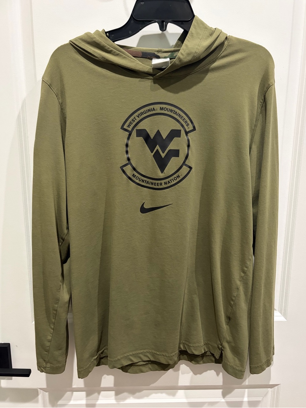 Nike Olive Green West Virginia Mountaineers Hooded Long-Sleeve Shirt